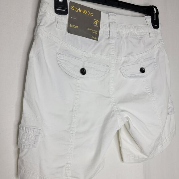 Style & Co Mid-Rise Comfort-Waist Cargo Shorts White NWT Petite Size 2 - Picture 6 of 8